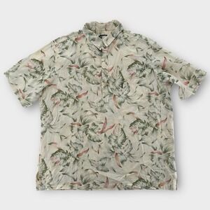 Vintage Riggers Hawaiian Pullover Shirt Mens XL Beige Button Up Camp Floral